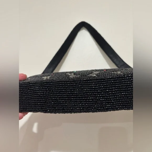 Viral Beaded Black Martini Cocktail Clutch Shoulder Bag - Picture 9 of 13